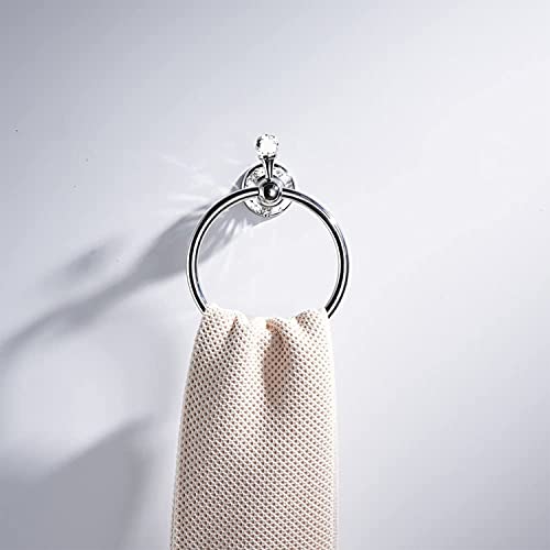 WOLIBEER Crystal Towel Hook, Chrome Towel Ring Toilet Paper Holder Hand Towel Holder Tissue Roll Paper Holder Towel Hanger Silver Bathroom Accessories 2 Pieces Wall Mounted - color: Chrome
