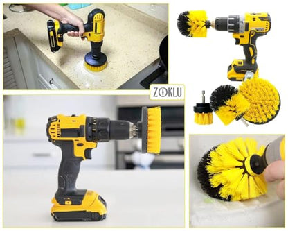 3 Pcs Drill Brush Attachments for Cleaning, Nylon 2/3.5/4 in Heads | Brush Attachment for Drill, 1/4 In Hex Shaft; Use on Car Detailing, Carpet, Wheels, Showers, Bathtubs, Tile, Grout & Floors
