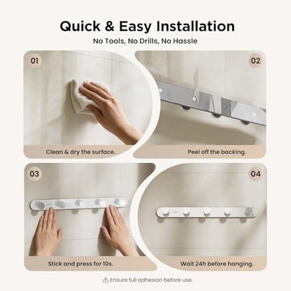 JOMOO Bathroom Robe Hook, Stainless Steel 2 Pack Adhesive Wall Hooks for Bathroom,No Drill Towel Hooks for Bathrooms, Metal Robe Hook Rack Wall Mount - color: Chrome