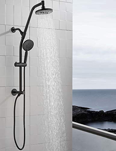 BRIGHT SHOWERS Rain Shower Head with Handheld Combo, Dual Shower System with Slide Bar, Adjustable Height, Brass Slide Bar & Diverter, 60 Inch Stainless Steel Hose, Oil Rubbed Bronze - color: Oil Rubbed Bronze