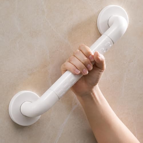 60cm Anti-Slip Bathroom Grab Bar 2 Pack, Stainless Steel Safety Shower Handrail with Non-Slip Textured Grip, Wall Mount Toilet Balance Support Rail for Elderly Seniors Disabled, White
