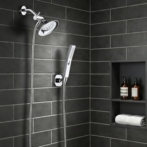 G-Promise Solid Metal High-Flow Shower Diverter Valve (Chrome) | High Water Output, 4 Spray Modes with Pause Mode, Anti-Leak, Use Separately or Both, Easy Install, Universal Replacement - color: Chrome