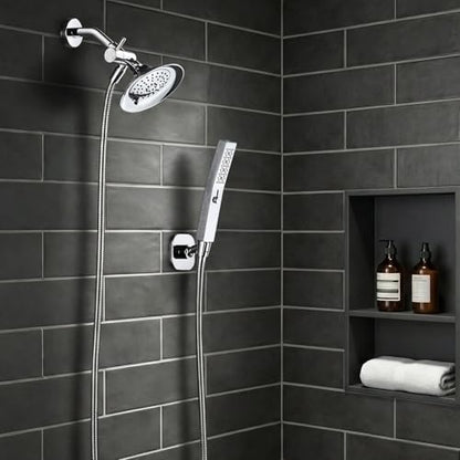 G-Promise Solid Metal High-Flow Shower Diverter Valve (Chrome) | High Water Output, 4 Spray Modes with Pause Mode, Anti-Leak, Use Separately or Both, Easy Install, Universal Replacement - color: Chrome