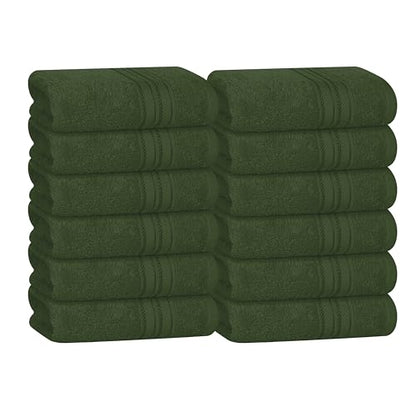 BOUTIQUO Ultra Soft Cotton Washcloths, Contains 12 Piece Face Cloths 12x12 inch, Ideal for Everyday use Face Towels, Compact & Lightweight Multi Purpose Washcloths - Olive Green - color: Olive Green, size: Washcloths - Set of 12