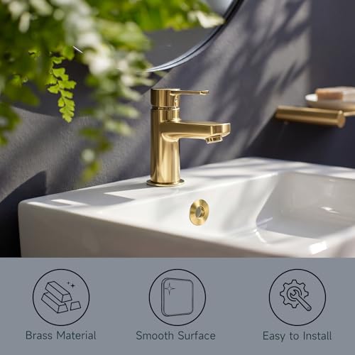 Sink Overflow Ring, Gold | Bathroom Kitchen Sink Basin Trim Overflow Cover Hole Insert Round Cap, Brass - color: Gold