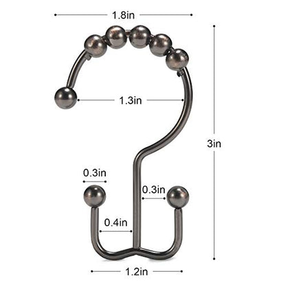 Shower Curtain Hooks, Goowin Shower Curtain Rings, Stainless Steel Shower Curtain Hooks Rust Proof Free Sliding Double Shower Hooks for Curtain, Shower Curtains & Liners (Bronze) - color: Bronze