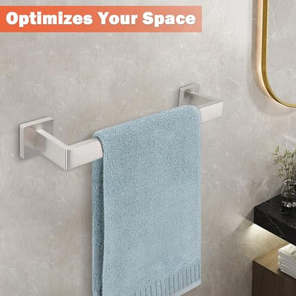 Towel Bar for Bathroom, 16 Inch Stainless Steel Bath Towel Rack Wall Mounted Towel Holder Hardware Accessory (Brushed Nickel)