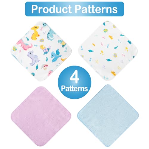 Baby Washcloths, 24Pack Baby Wash Cloths Extra Soft & Ultra Absorbent, Baby Towels and Washcloths Face Towels for Unisex Boys Girls Body, Washclothes Gentle on Sensitive Skin, 9x9 Purple Dinosaur - color: Purple Dinosaur
