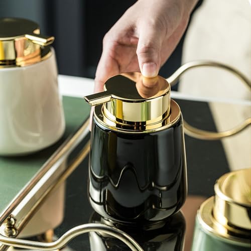 Modern Foam Soap Dispenser for Bathroom, Chic Ceramic Bottle(Black) | Gold Soap Dispenser Pump - color: Black
