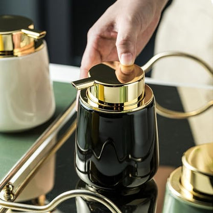 Modern Foam Soap Dispenser for Bathroom, Chic Ceramic Bottle(Black) | Gold Soap Dispenser Pump - color: Black