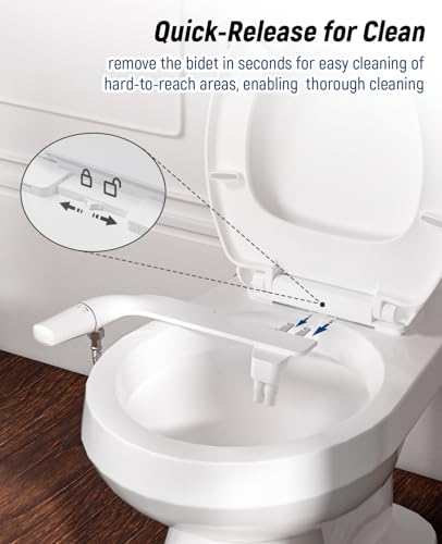 SAMODRA Bidet Toilet Seat with Soft Close Lid | Fits Round Toilets,Non-Electric,Dual Nozzle System, Adjustable Water Pressure, Quick-Release for Easy Installation & Clean