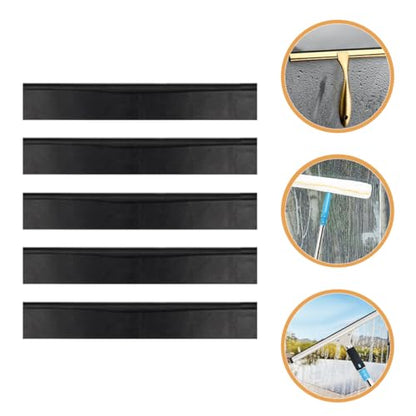Abaodam 5pcs 25cm Replacement Rubber Squeegee Strips for Window and Shower Door Cleaning, Stainless Steel Holder Compatible, Sturdy Water Scraper for Glass Surfaces and Household Use
