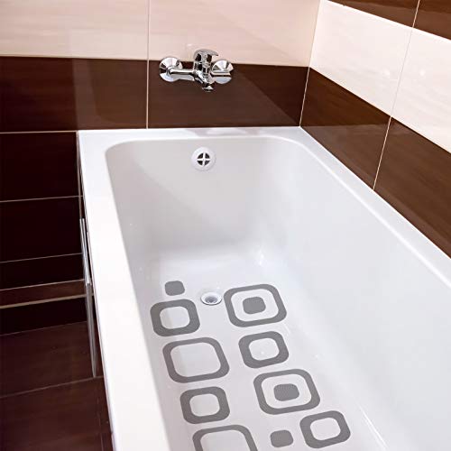 20 Pieces Adhesive Square Bath Treads Non-Slip Bathtub Stickers Non Slip Traction to Tubs Bathtub Stickers Adhesive Decals Appliques for Bath Tub Showers, Pools, Boats, Stairs (Gray) - color: Gray