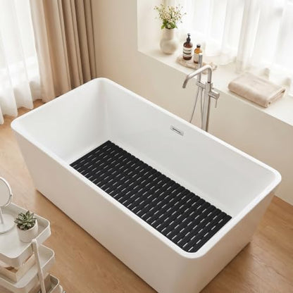 OTHWAY Non Slip Bathtub Mat, Soft TPE Black Shower Mat with Suction Cups | 36.6" x 16.9" Bath Mat for Tub Non Slip, Machine Washable Shower Floor Mat with Drain Holes - color: Black-new