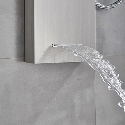Stainless steel rain shower panel LED waterfall body Jets tower system