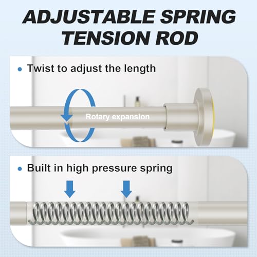 CorkLatta Brushed Shower Curtain Rod 31 to 104 Inch,1 Inch Diameter Adjustable Spring Tension Curtain Rod No Drilling Stainless Steel Telescoping Rod,No Rust | 1 Inch Diameter Stainless Steel Tension Curtain Rod Non slip, No Drill Shower Rods for Bathroom
