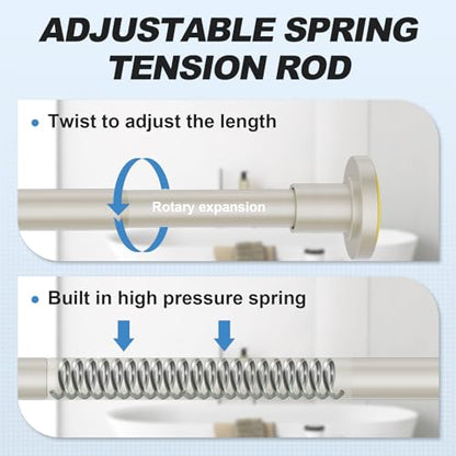 CorkLatta Brushed Shower Curtain Rod 31 to 104 Inch,1 Inch Diameter Adjustable Spring Tension Curtain Rod No Drilling Stainless Steel Telescoping Rod,No Rust | 1 Inch Diameter Stainless Steel Tension Curtain Rod Non slip, No Drill Shower Rods for Bathroom