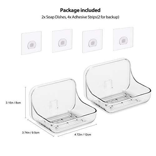 Soap Dish Holder, Wall Mounted Adhesive Soap Holder, No Drilling Shower Soap Sponge Holder for Bathroom Kitchen, Translucent Plastic - color: Clear Soap Holder