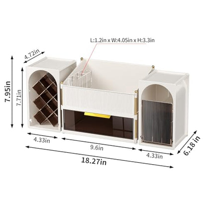 INVSSENE Stackable Makeup Organizer Countertop, Storage Perfume Skincare Cosmetic Lipstick Face Mask Makeup Brush Palettes, Ideal for Vanity Bathroom Counter - color: 3516 White+Coffee