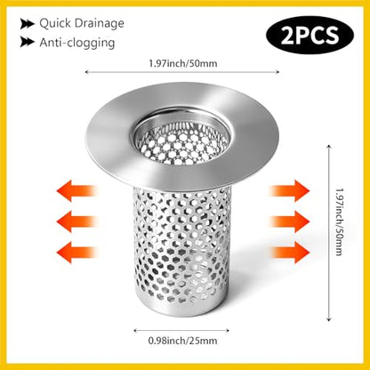 Bathroom Sink Drain Strainer, 304 Stainless Steel Deep Basket Drain Cover for Shower Floor & Kitchen, Anti-Clog Shower Drain Hair Catcher, Tub Drain Strainer - size: X-Small