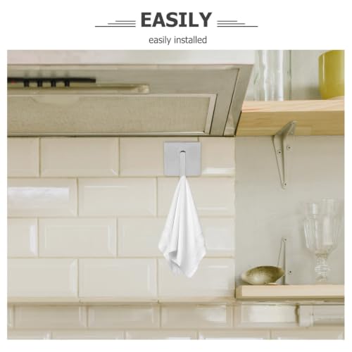 KALLORY Stainless Steel Adhesive Wall Hooks for Hanging Heavy Duty Towels and Clothes Punch-Free Strong Self-Adhesive Hooks for Bathroom and Kitchen