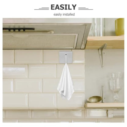KALLORY Stainless Steel Adhesive Wall Hooks for Hanging Heavy Duty Towels and Clothes Punch-Free Strong Self-Adhesive Hooks for Bathroom and Kitchen