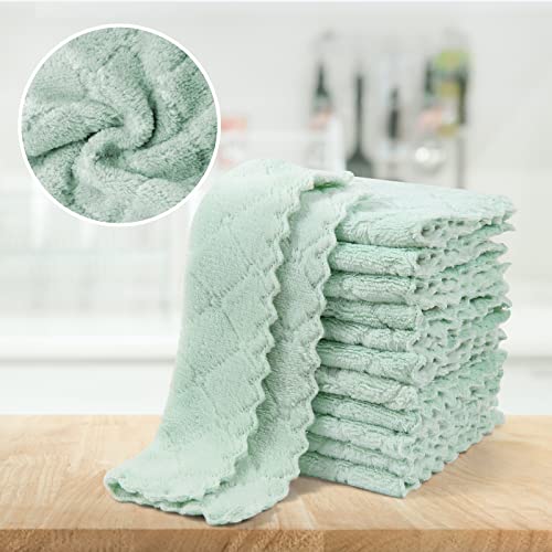 UMANI 12 Pack Microfiber Cleaning Cloths Reusable Textured Cleaning Rags | 10 x 6 Inch, Soft Absorbent Quick-Dry Cloths for Kitchen, Bathroom, Countertop and Household Cleaning - color: Green