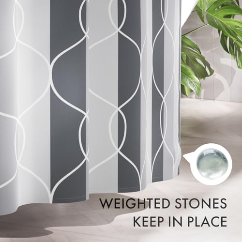 AmazerBath Shower Curtain Grey-Purple, Geometric Multi Color Block Cloth Shower Curtain Sets with 12 Shower Curtain Hooks, Washable Farmhouse Fabric Polyester Bathroom Shower Curtains, 72x72 Inches - color: C- Grey-purple Block +12 Metal Hooks, size: 72"W