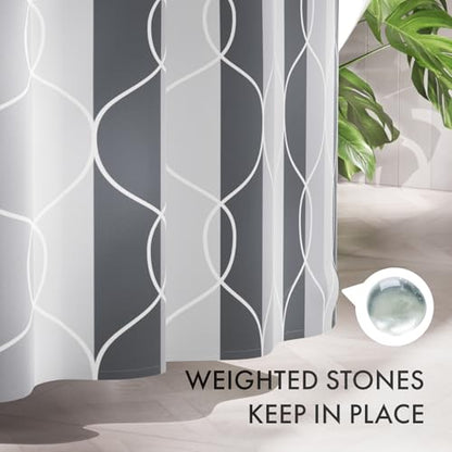AmazerBath Shower Curtain Grey-Purple, Geometric Multi Color Block Cloth Shower Curtain Sets with 12 Shower Curtain Hooks, Washable Farmhouse Fabric Polyester Bathroom Shower Curtains, 72x72 Inches - color: C- Grey-purple Block +12 Metal Hooks, size: 72"W