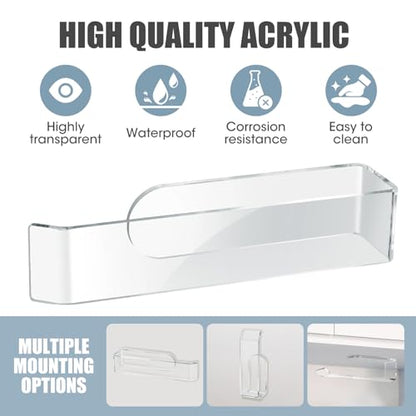 NiHome Clear Acrylic Hand Towel Rack 2-Pack, Adhesive Wall Bar, Waterproof | No Drill Install, Rustproof U-Shape Design For Bathroom Kitchen Bedroom Cabinet RV, Stick On Mount