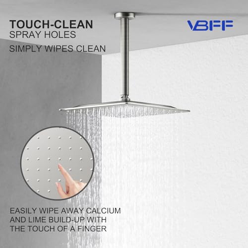 VBFF-Shower Head,rain shower head, 8 inch- Square Shower Head, 1.8 GPM Flow Rate, rainfall showerhead,VBFF07 (Brushed Nickel) - color: Brushed Nickel, size: 8 Inch