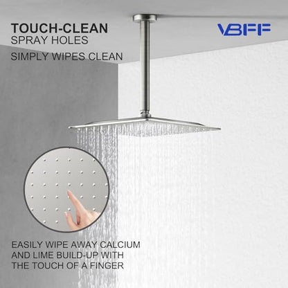 VBFF-Shower Head,rain shower head, 8 inch- Square Shower Head, 1.8 GPM Flow Rate, rainfall showerhead,VBFF07 (Brushed Nickel) - color: Brushed Nickel, size: 8 Inch