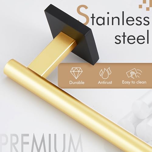 KOKOSIRI Bathroom Towel Bar Bath Towel Holders for Toilet Kitchen Cabinet Wall Mount 24 Inch Black with Gold Stainless Steel B4005GDK-L24 - color: Black Gold, size: 24-Inch