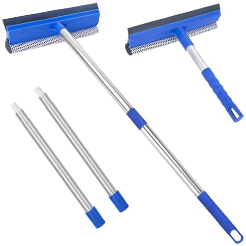 Window Squeegee for Home, 56'' Long Handle Shower Door Cleaner Tool, 2-in-1 Glass Scrubber for Car Windshield Cleaning - size: Long Handle Squeegee
