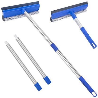 Window Squeegee for Home, 56'' Long Handle Shower Door Cleaner Tool, 2-in-1 Glass Scrubber for Car Windshield Cleaning - size: Long Handle Squeegee