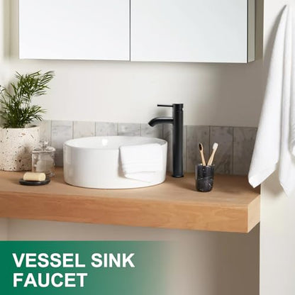 VOTON Vessel Sink Faucet Chrome Modern Tall Bathroom Faucets Single Handle One Hole Rv Vanity Lavatory Bathroom Sink Faucet - color: T-Black, size: Tall