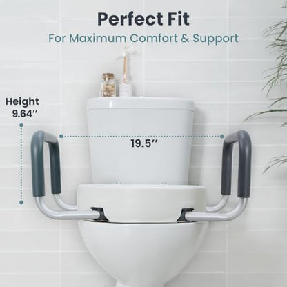 PELEGON Raised Toilet Seat With Handles (300lb) Toilet Seat Risers for Seniors, Raised Toilet Seat for Handicap Toilet Seat For Elderly & Disabled - Elongated Seat - size: Elongated