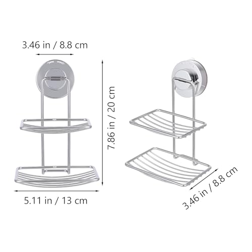 DOITOOL Soap Holder with Drainage Holes Stainless Steel Double Layer with Powerful Suction Cup, Rust Proof Soap Dish for Bathroom and Kitchen Wall Mount