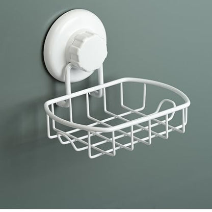 HASKO Suction Cup Soap Dish for Shower Wall, Rustproof Stainless Steel, Shower Soap Holder with Hooks for Bathroom, Includes Optional No Drill Adhesive Mount and Soap Saver, White - color: White