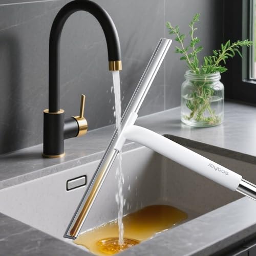 JOYBOS Rubber Floor Squeegee for Smooth Surface Concrete Floor, Tile Floor, Heavy Duty Garage Shower Floor Squeegee Broom for Removing Water, Commercial Scrubber Mop with Adjustable Long Handle (XL) - size: X-Large (1 in 1)