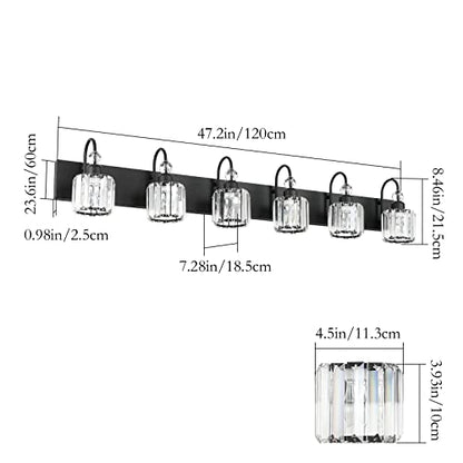 Ralbay Modern 6-Light Black Crystal Vanity Lights for Bathroom - Matte Black Crystal Wall Light Fixtures - color: Round-Black, size: 6-light