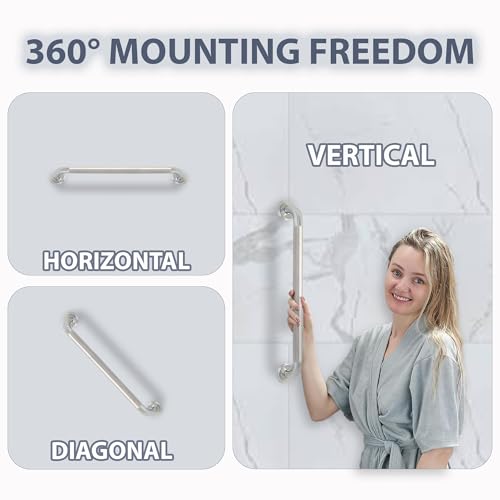 Grab Bar for Bathtub Shower - 1.5" Dia. / Stairs Bed Toilet Bathroom / Stand Assist & Safety Handrail / 304 Stainless Steel / Knurled Grip / 30" - color: Stainless Steel, size: 30 in. Knurled Grip