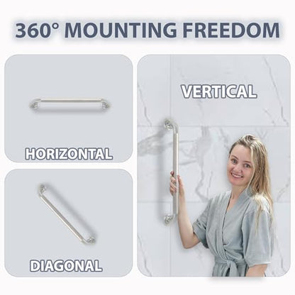 Grab Bar for Bathtub Shower - 1.5" Dia. / Stairs Bed Toilet Bathroom / Stand Assist & Safety Handrail / 304 Stainless Steel / Knurled Grip / 30" - color: Stainless Steel, size: 30 in. Knurled Grip