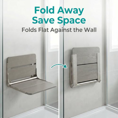 400 lbs Capacity Upgraded Wide Bracket Wall Mounted Folding Shower Seat, Heavy Duty Waterproof Fold Down Shower Bench, Foldable Shower Chair for Inside Shower, Home Care,Gray - color: Grey