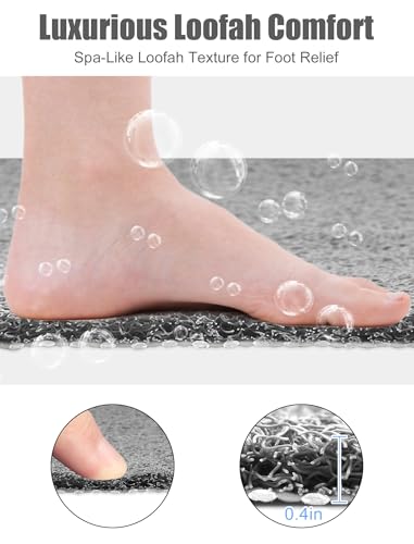 Large Shower Mat, Yonala 23.6 x 35.4 Inch Non Slip Shower Mats for Inside Shower, Soft PVC Loofah Bath Mat, Quick Drying, Easy Clean - color: Gray, size: 35.4" x 23.6" (Rectangular)
