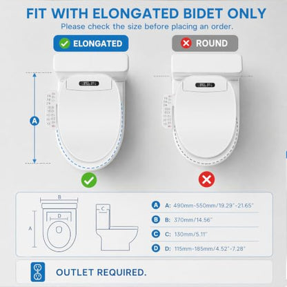 Electric Bidet Attachment for Toilet Seat with Heated Seat Oval Toilet Seat Replacement Soft Close with Bidet Jet Sprayer, Endless Warm Water Air Dryer, Oscillating with Child Mode, Sense Seat