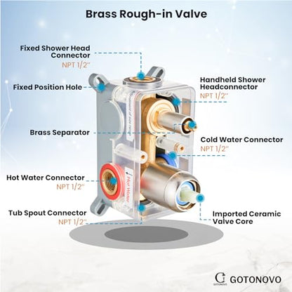 gotonovo Tub Shower Faucet Set with Valve,Brushed Nickel,Straight Handheld | 10” Rain Shower Head with Handheld Trim Kit,Luxury Shower System with Tub Spout,All Metal,Bathroom Wall Mounted 3 Function - color: Nickel
