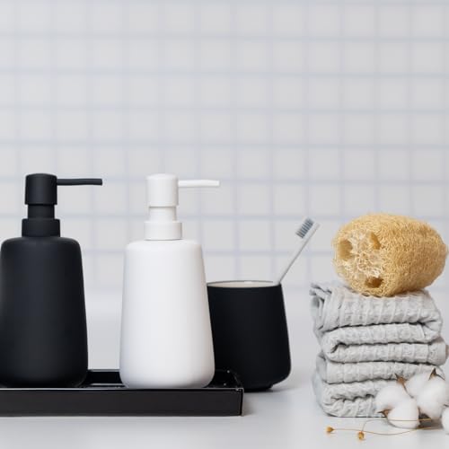 Soft Touch Matte White Ceramic Soap Dispenser, Minimal Design | Rubber Paint Finish, Smooth Relaxing Touch, Sleek Modern Shape, Elegant Countertop Accent, Minimal Bathroom And Kitchen Decor - color: Matte White