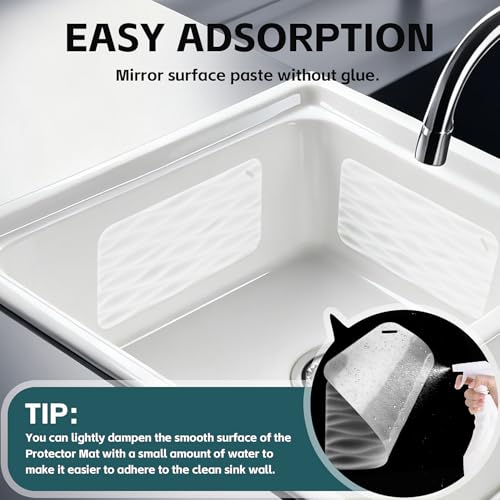 4 Pack Clear Silicone Kitchen Sink Protector Mat, for Ceramic and Smooth-Surface Sinks, 12"x6" - Scratch Resistant, Noise Reducing