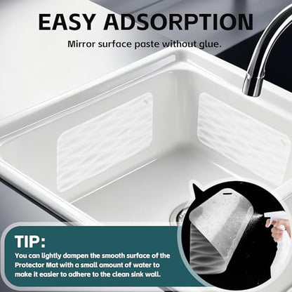 4 Pack Clear Silicone Kitchen Sink Protector Mat, for Ceramic and Smooth-Surface Sinks, 12"x6" - Scratch Resistant, Noise Reducing